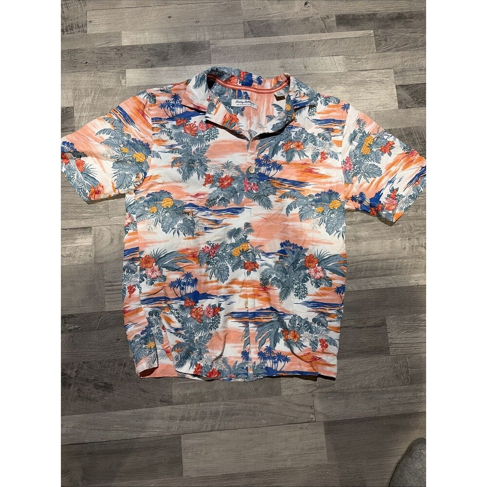 Tommy Bahama The Coconut Point IslandZone Mens Small Tropical Sunset Camp Shirt